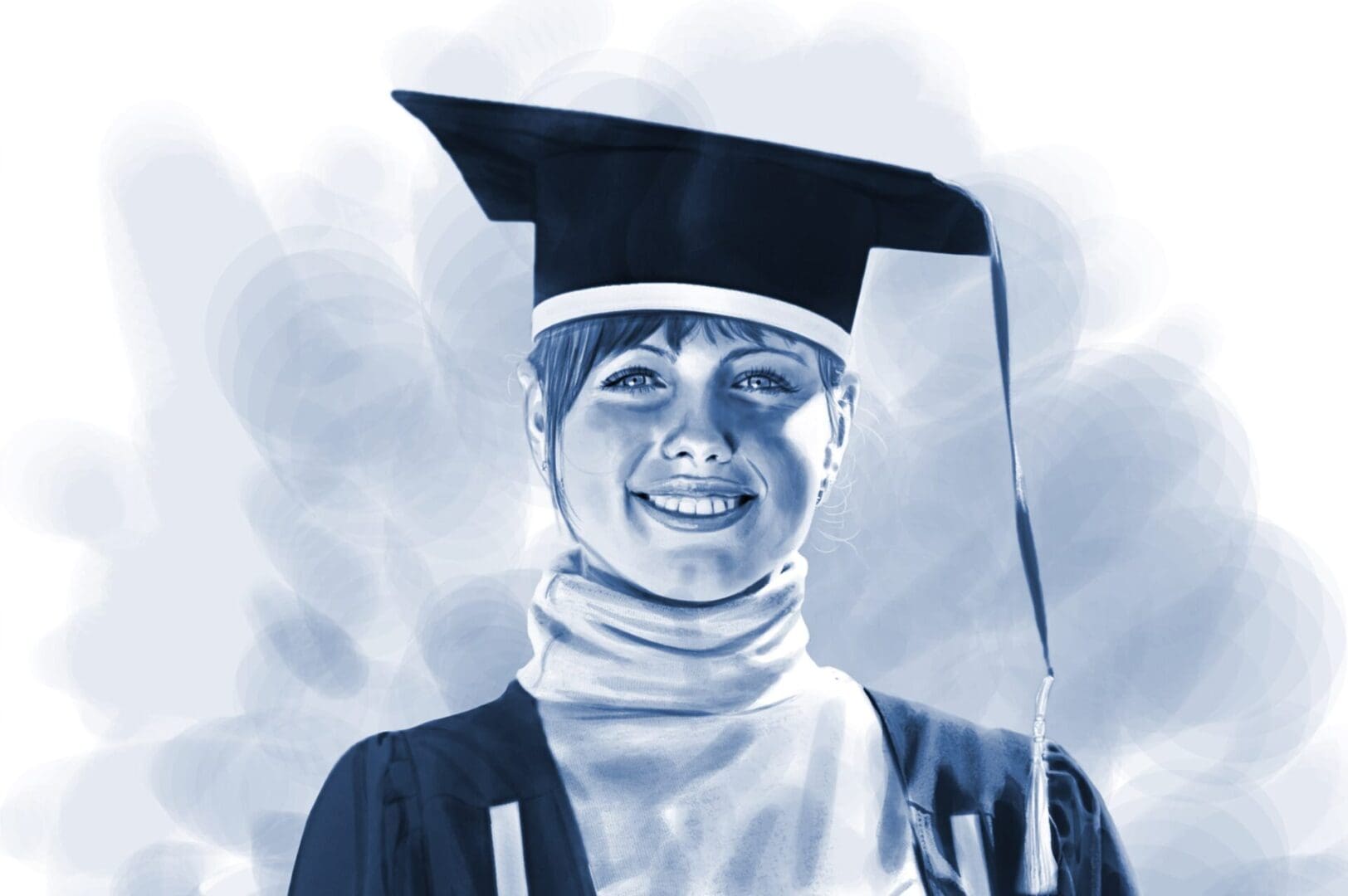 image showing the person graduating in a different art style